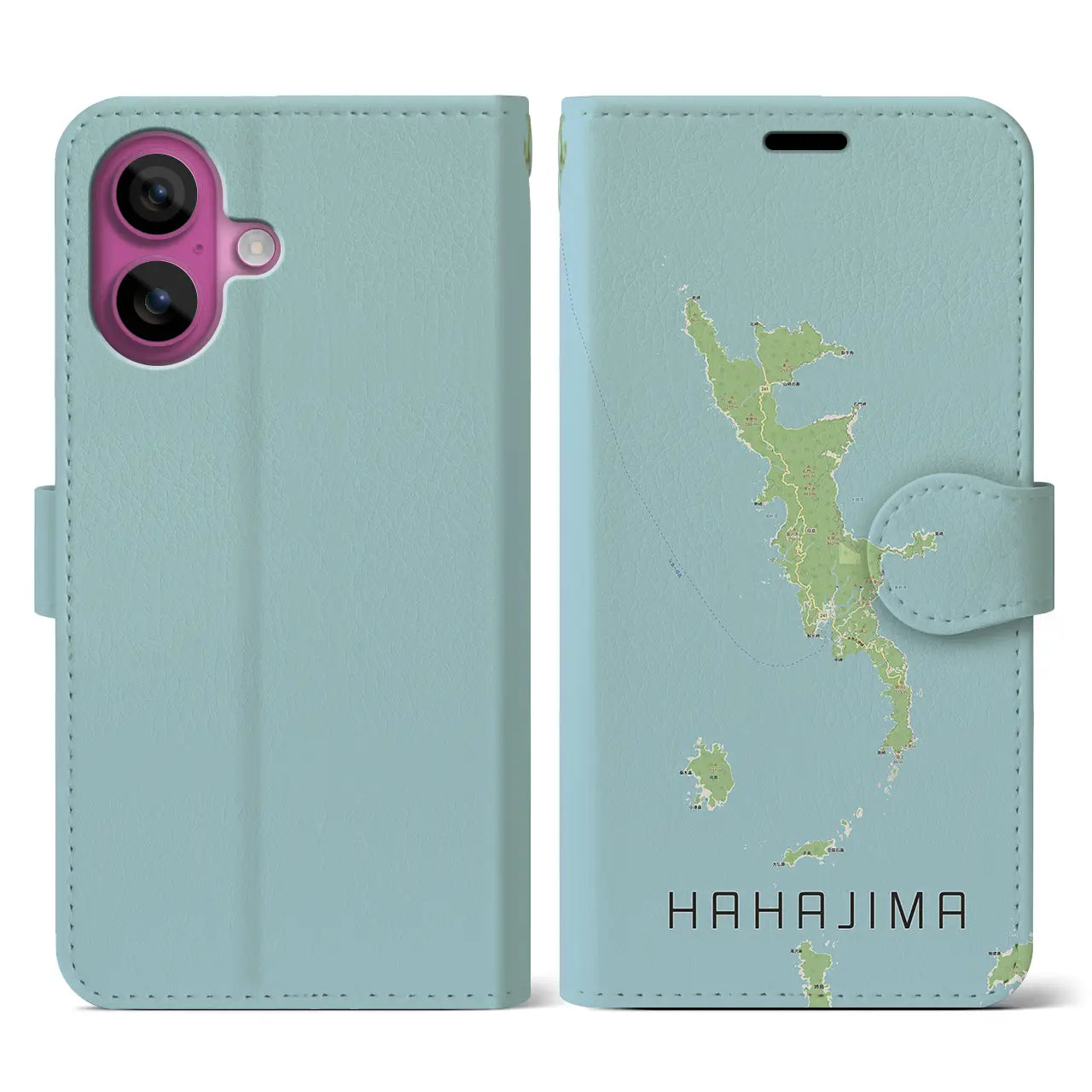 【母島(東京都)】地図柄iPhoneケース(手帳タイプ)ナチュラル・iPhone 16 Pro 用