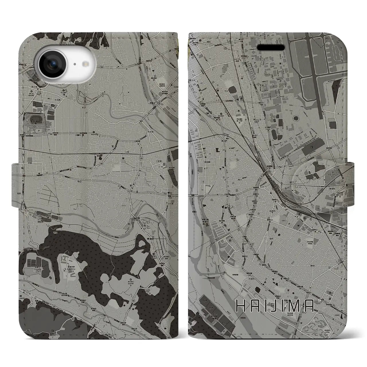 【拝島(東京都)】地図柄iPhoneケース(手帳タイプ)