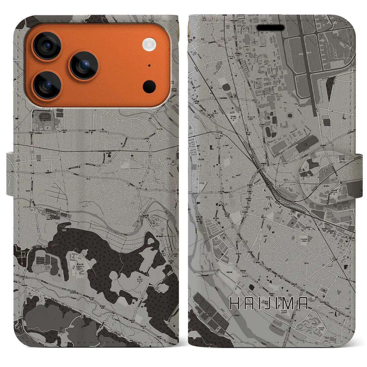 【拝島(東京都)】地図柄iPhoneケース(手帳タイプ)