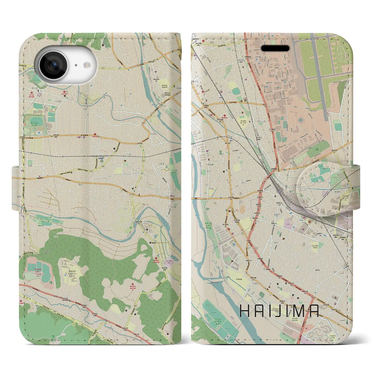 【拝島(東京都)】地図柄iPhoneケース(手帳タイプ)