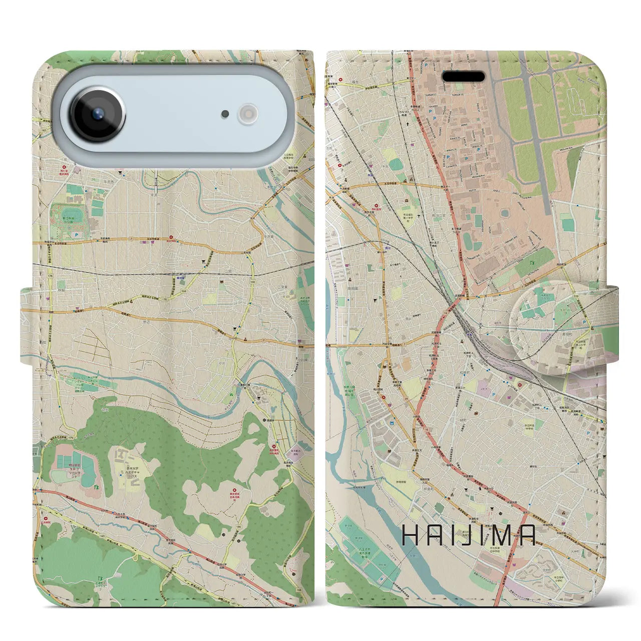 【拝島(東京都)】地図柄iPhoneケース(手帳タイプ)