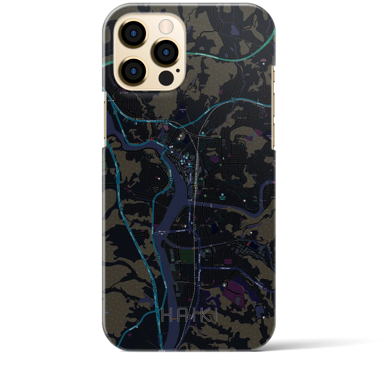 【早岐(長崎県)】地図柄iPhoneケース(バックカバータイプ)