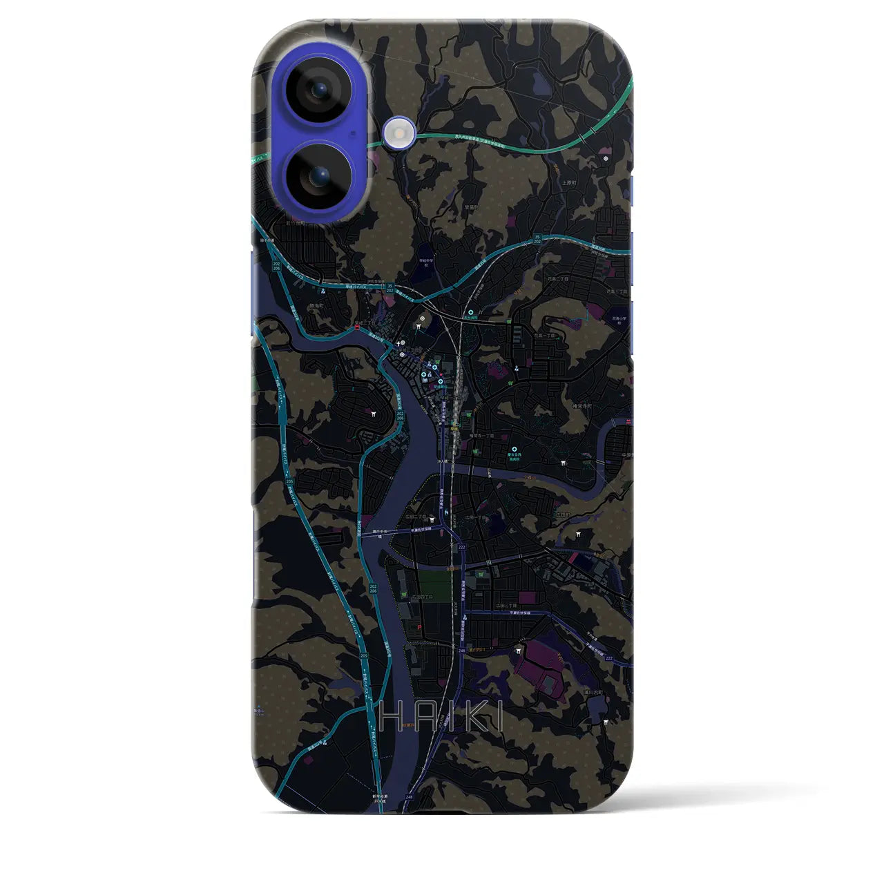 【早岐(長崎県)】地図柄iPhoneケース(バックカバータイプ)