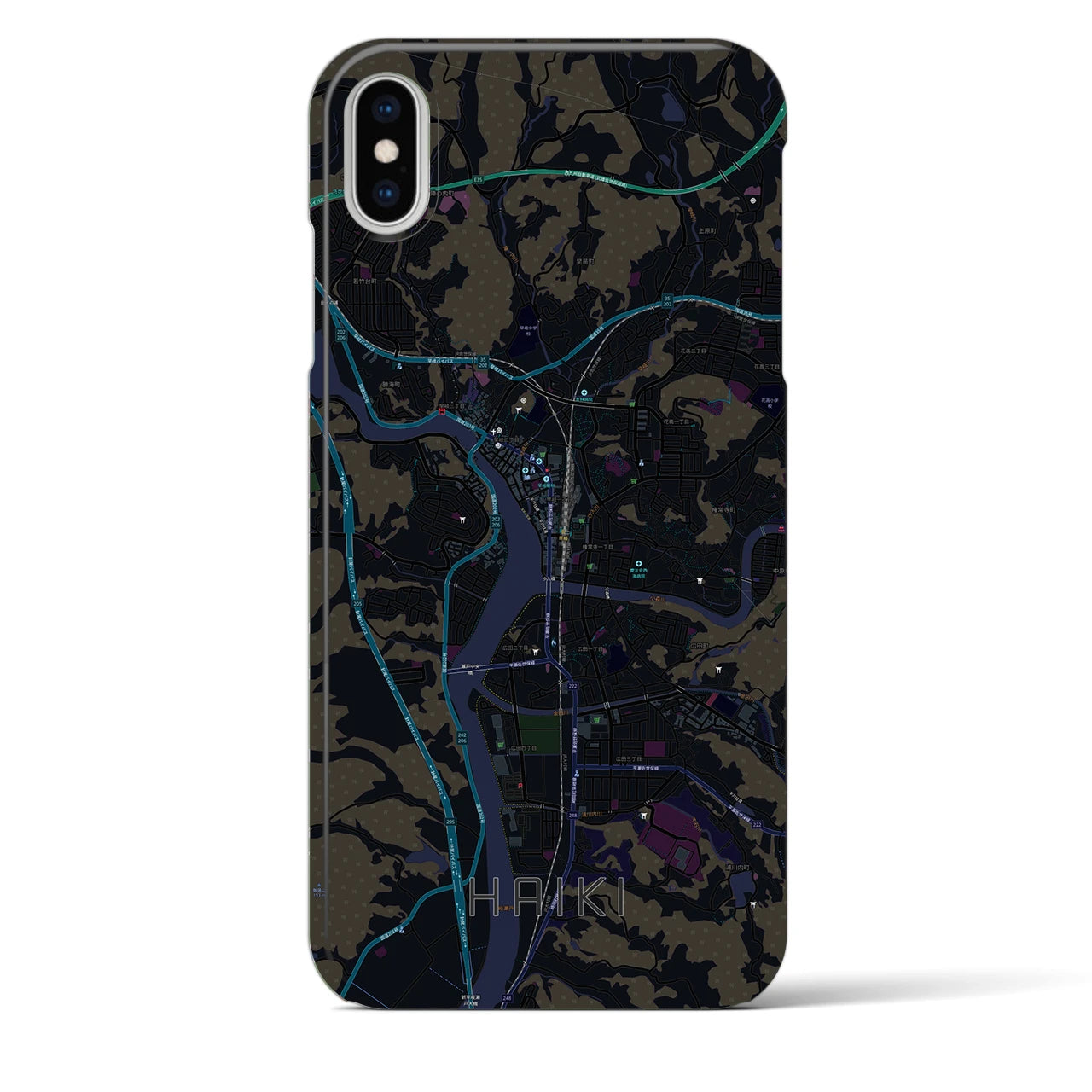 【早岐(長崎県)】地図柄iPhoneケース(バックカバータイプ)