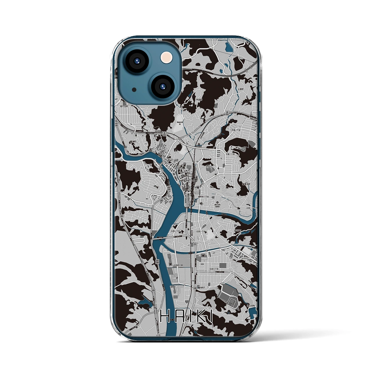 【早岐(長崎県)】地図柄iPhoneケース(クリアタイプ)