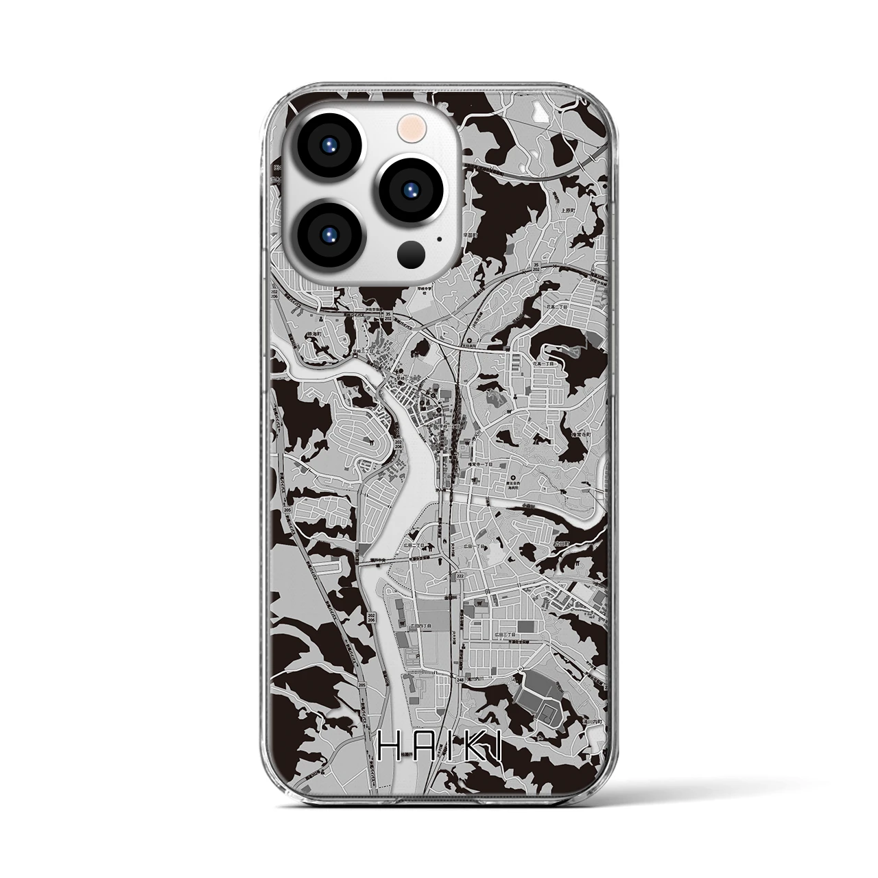 【早岐(長崎県)】地図柄iPhoneケース(クリアタイプ)