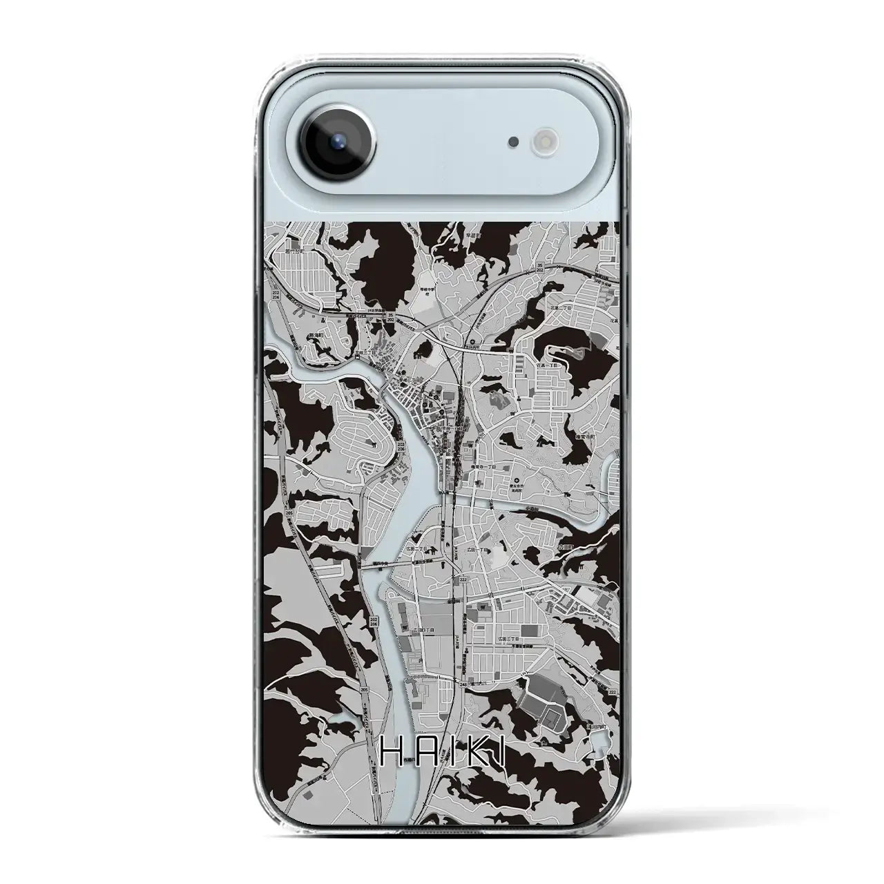【早岐(長崎県)】地図柄iPhoneケース(クリアタイプ)モノトーン・iPhone 17 Pro Max 用