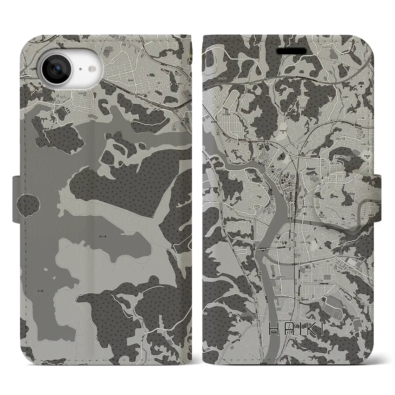 【早岐(長崎県)】地図柄iPhoneケース(手帳タイプ)