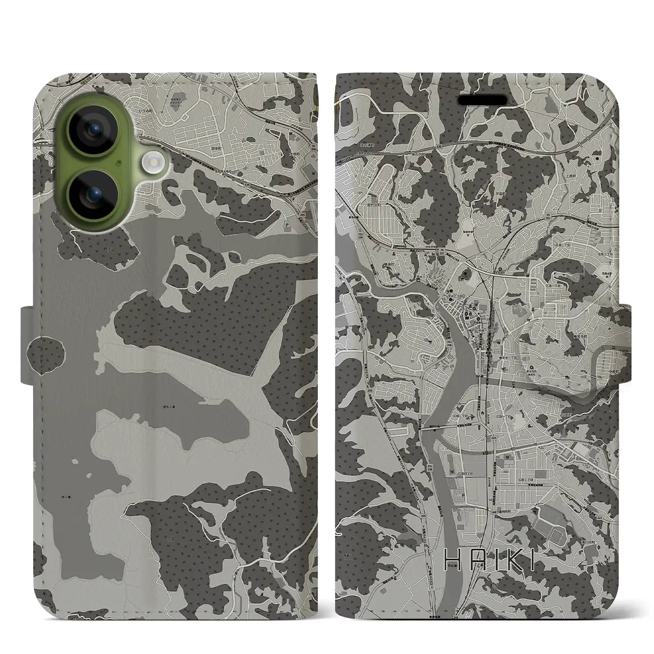 【早岐(長崎県)】地図柄iPhoneケース(手帳タイプ)