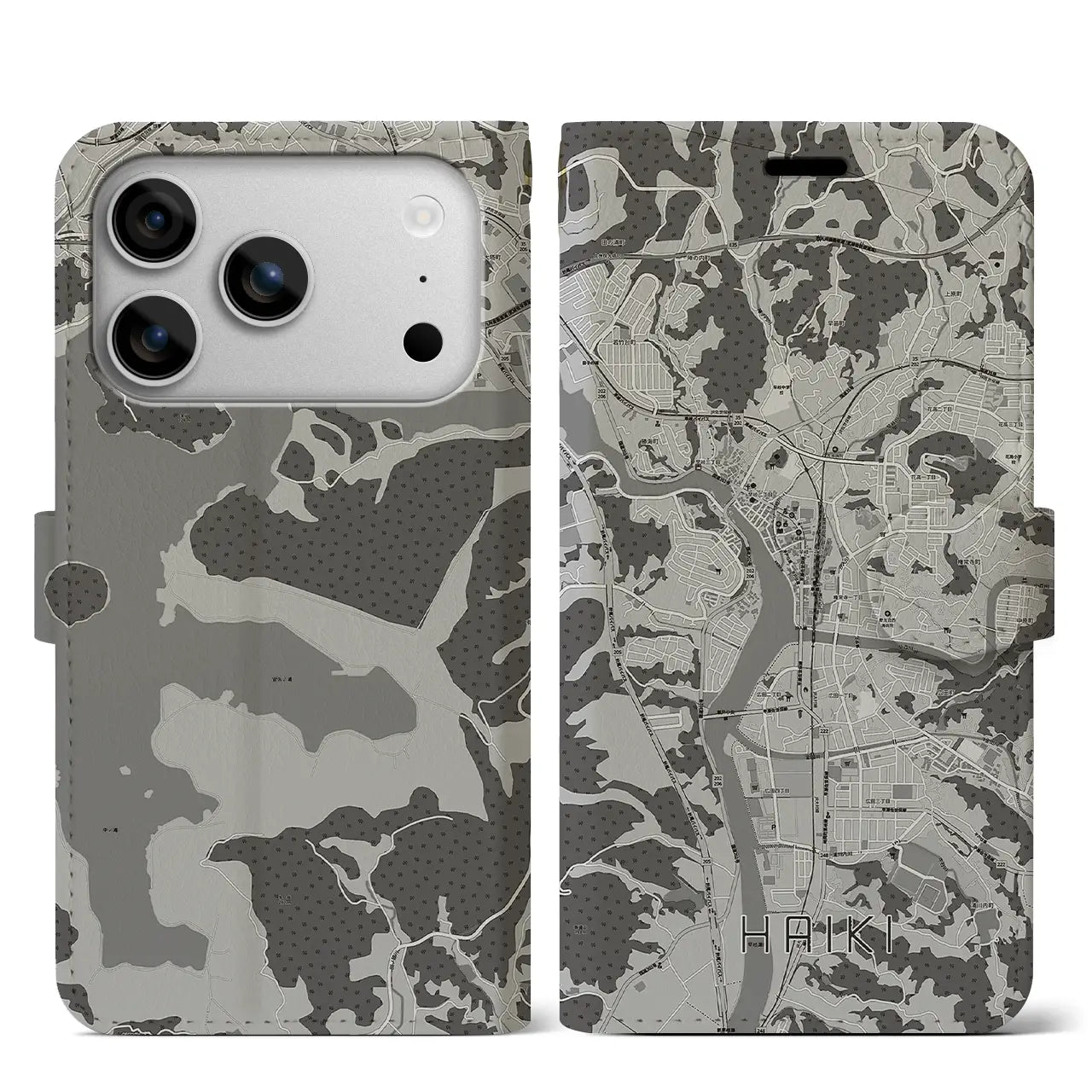 【早岐(長崎県)】地図柄iPhoneケース(手帳タイプ)