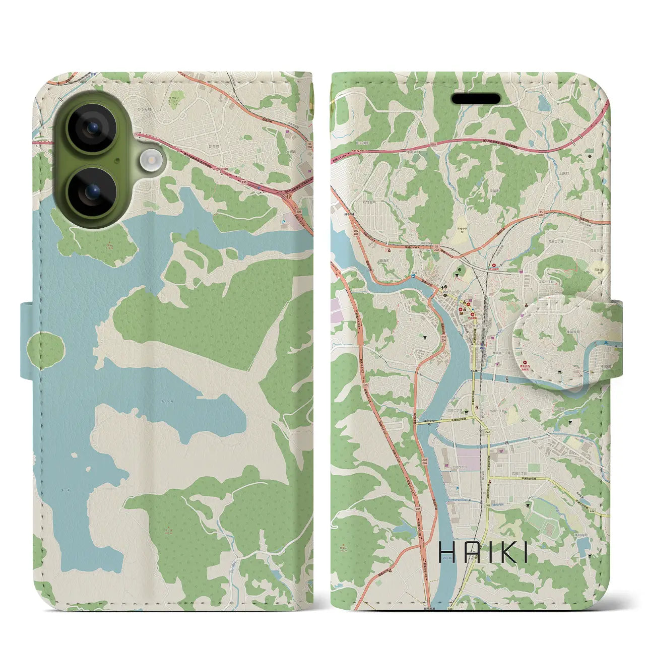 【早岐(長崎県)】地図柄iPhoneケース(手帳タイプ)