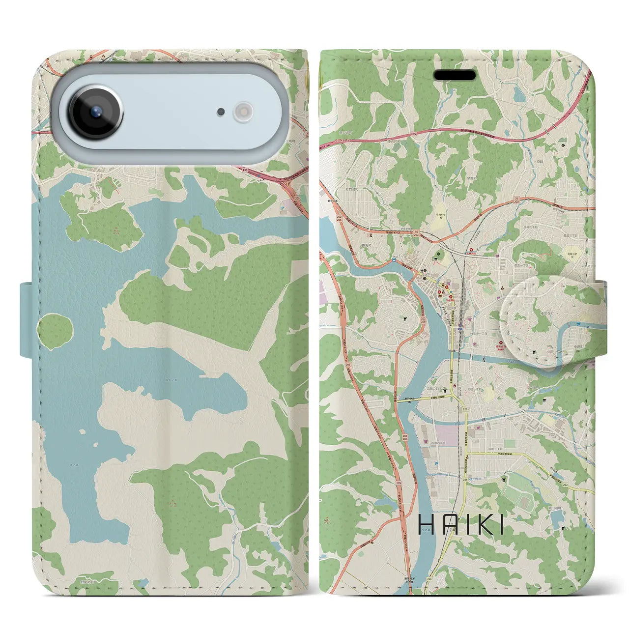 【早岐(長崎県)】地図柄iPhoneケース(手帳タイプ)