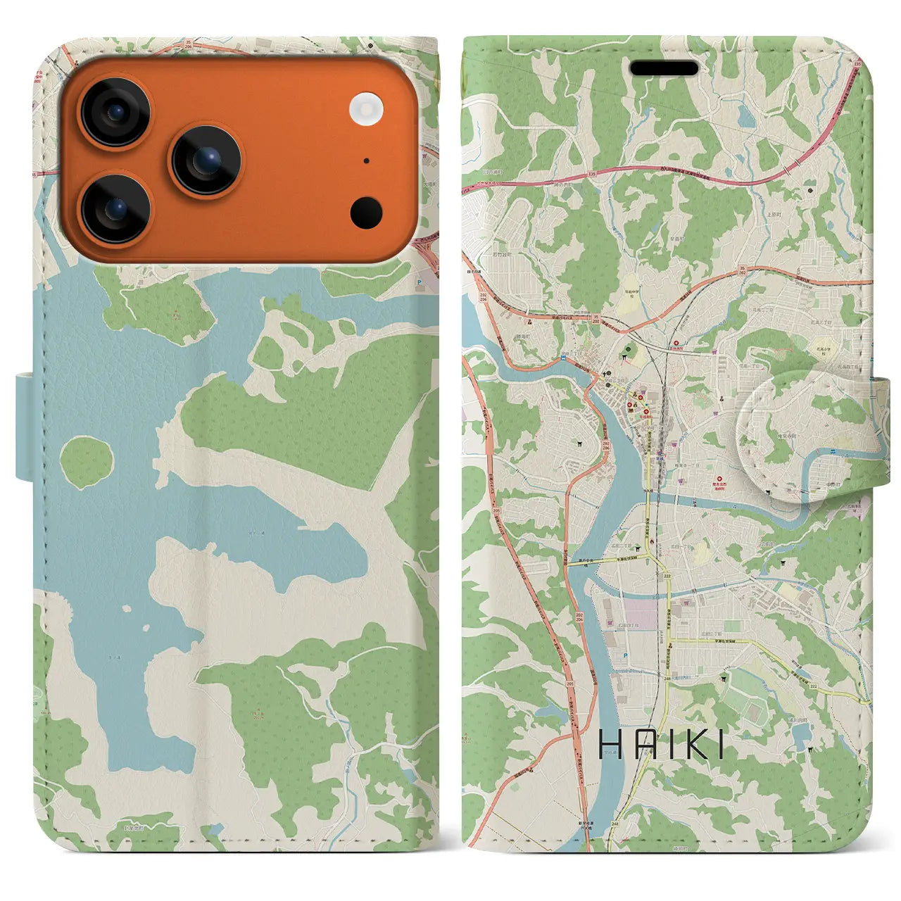 【早岐(長崎県)】地図柄iPhoneケース(手帳タイプ)