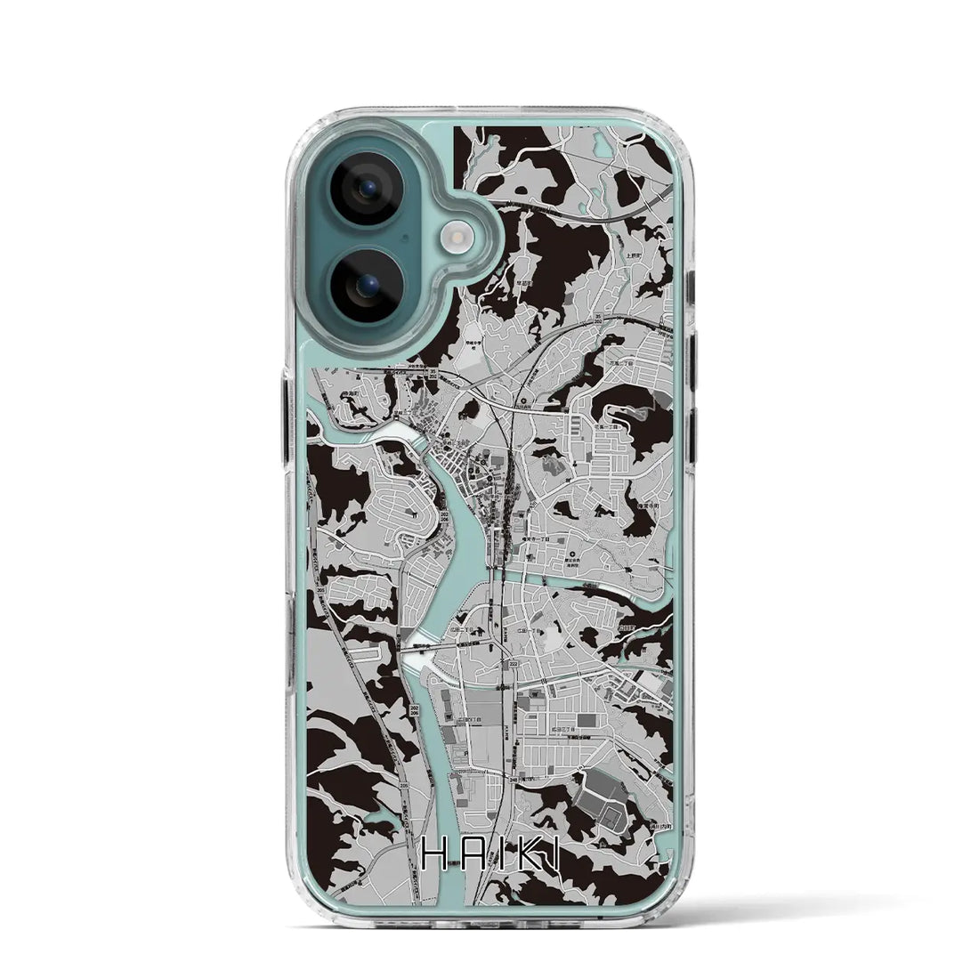 【早岐(長崎県)】地図柄iPhoneケース(MagSafeタイプ)モノトーン・iPhone 16 Pro 用