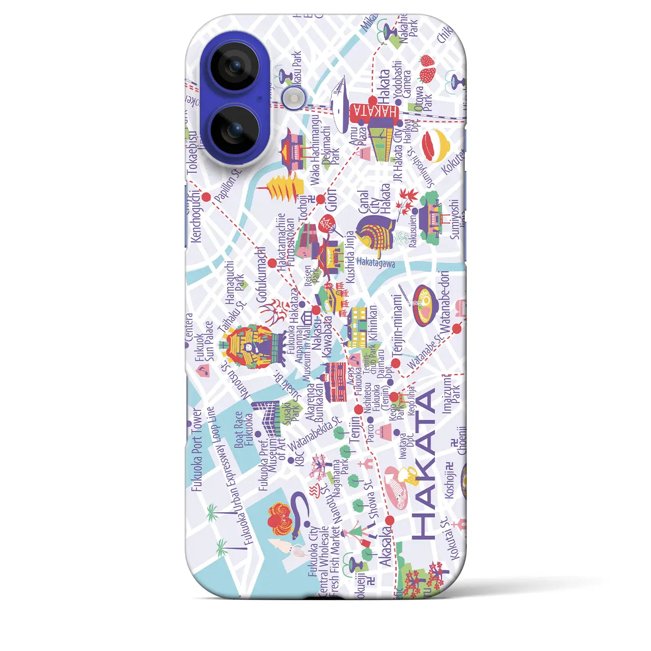 【博多(イラスト)】イラストマップiPhoneケース(バックカバータイプ)ダーク・iPhone 16 Pro Max 用