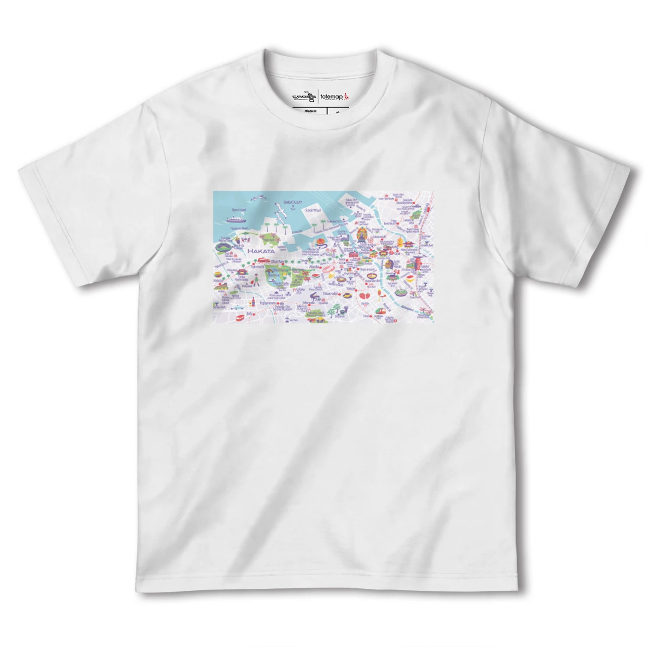 【博多(福岡県)】イラストマップTシャツ