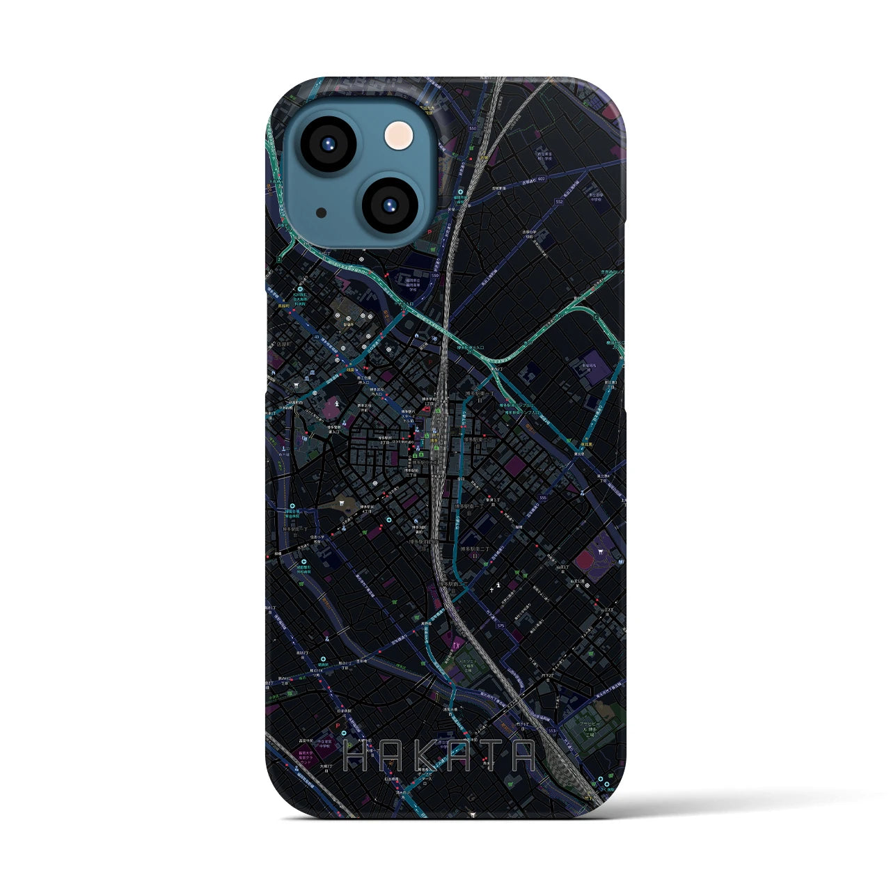 【博多2(福岡県)】地図柄iPhoneケース(バックカバータイプ)