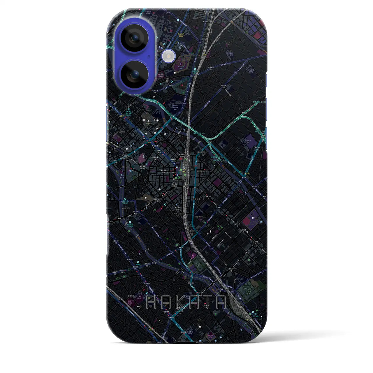 【博多2(福岡県)】地図柄iPhoneケース(バックカバータイプ)