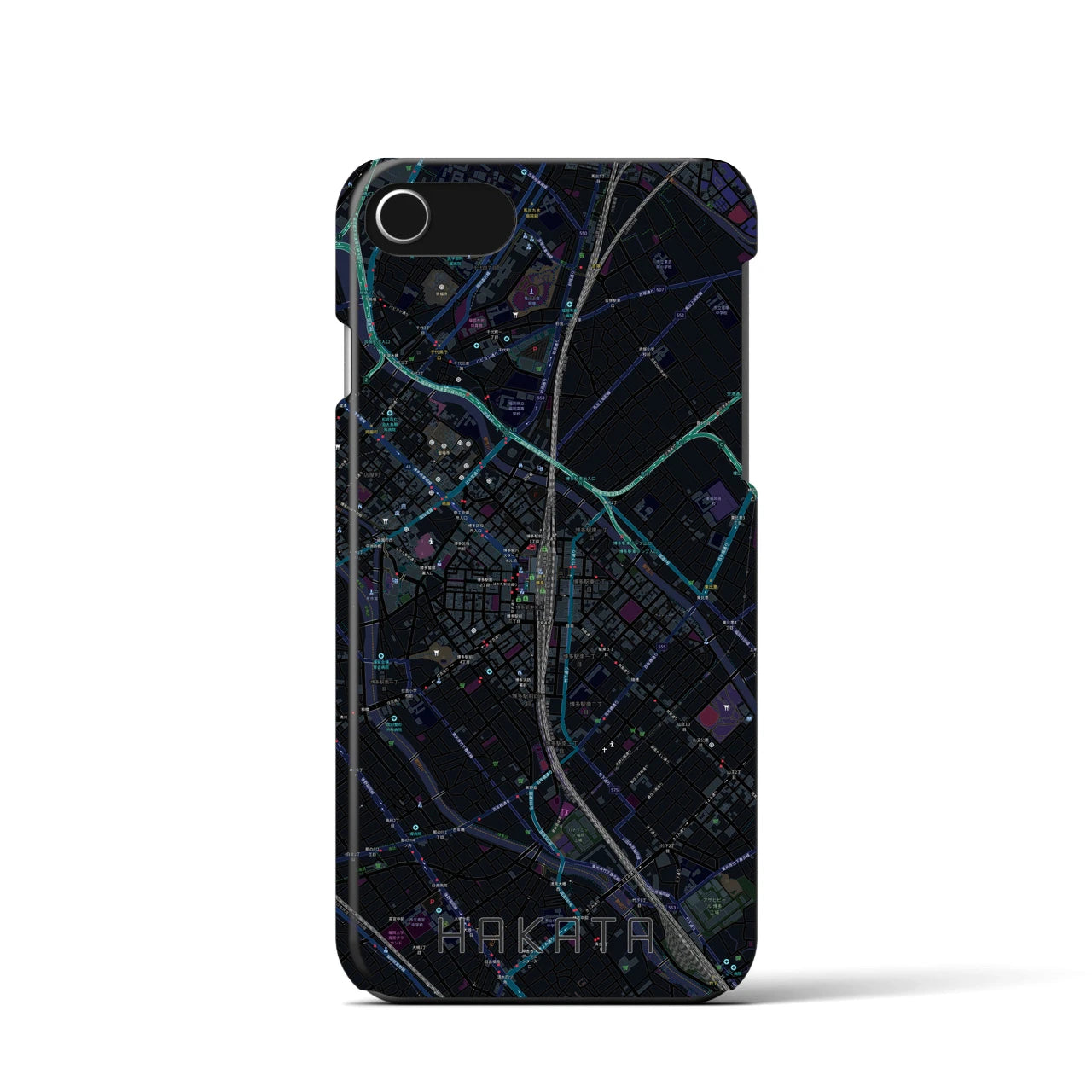 【博多2(福岡県)】地図柄iPhoneケース(バックカバータイプ)