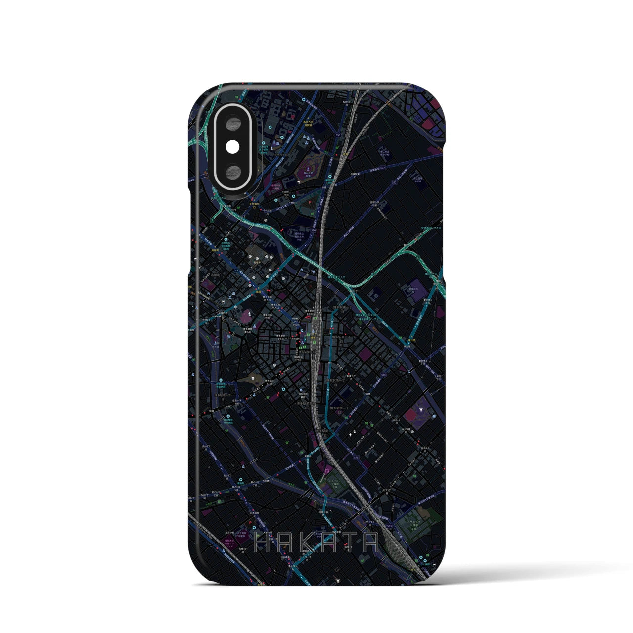 【博多2(福岡県)】地図柄iPhoneケース(バックカバータイプ)