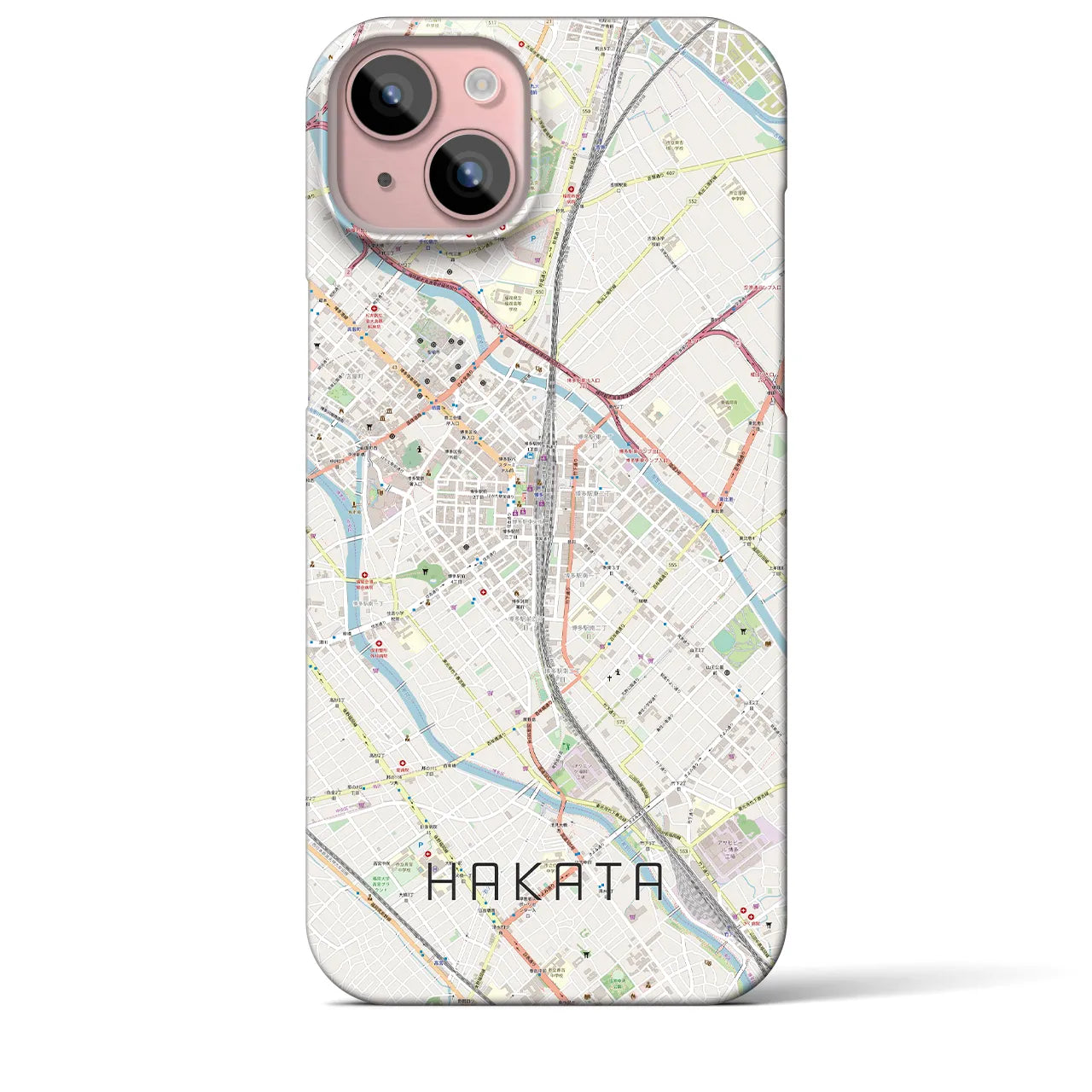 【博多2(福岡県)】地図柄iPhoneケース(バックカバータイプ)