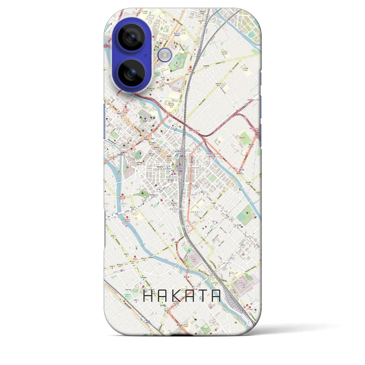 【博多2(福岡県)】地図柄iPhoneケース(バックカバータイプ)ナチュラル・iPhone 16 Pro Max 用