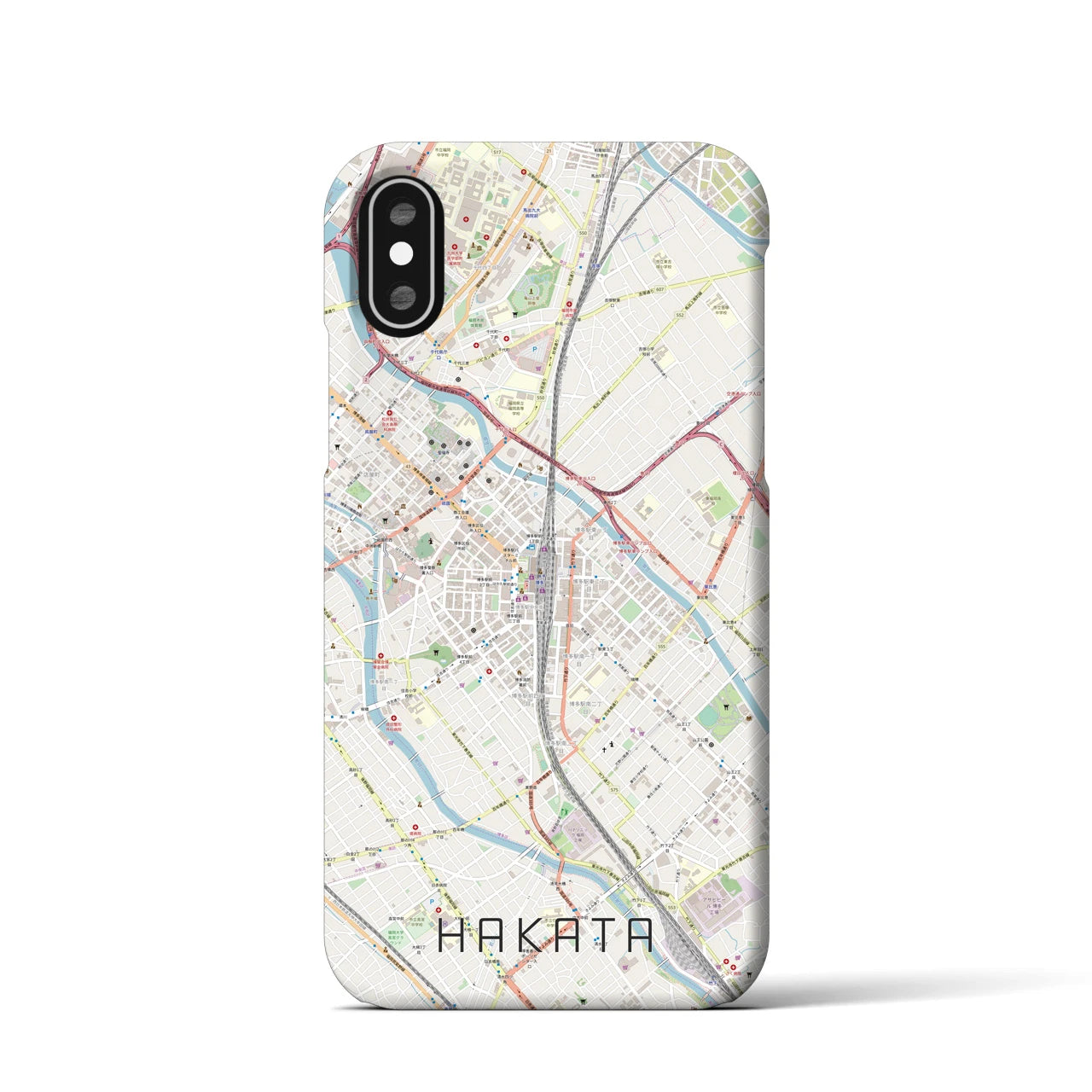 【博多2(福岡県)】地図柄iPhoneケース(バックカバータイプ)