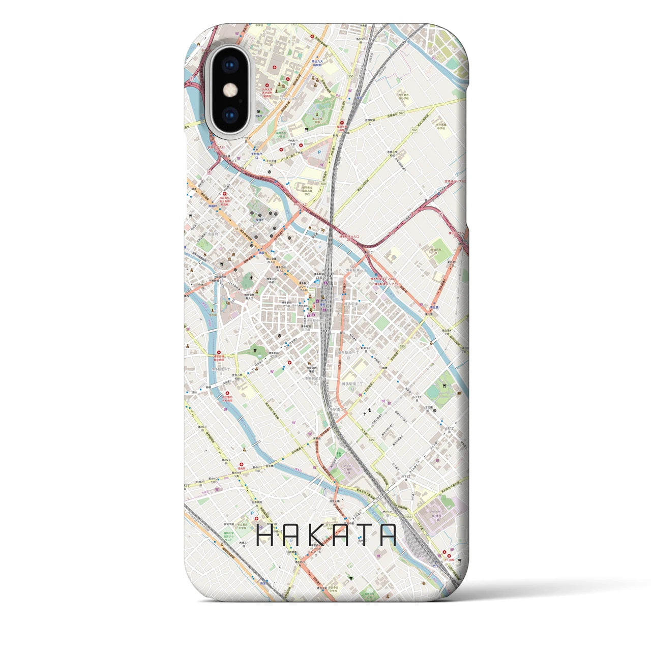 【博多2(福岡県)】地図柄iPhoneケース(バックカバータイプ)