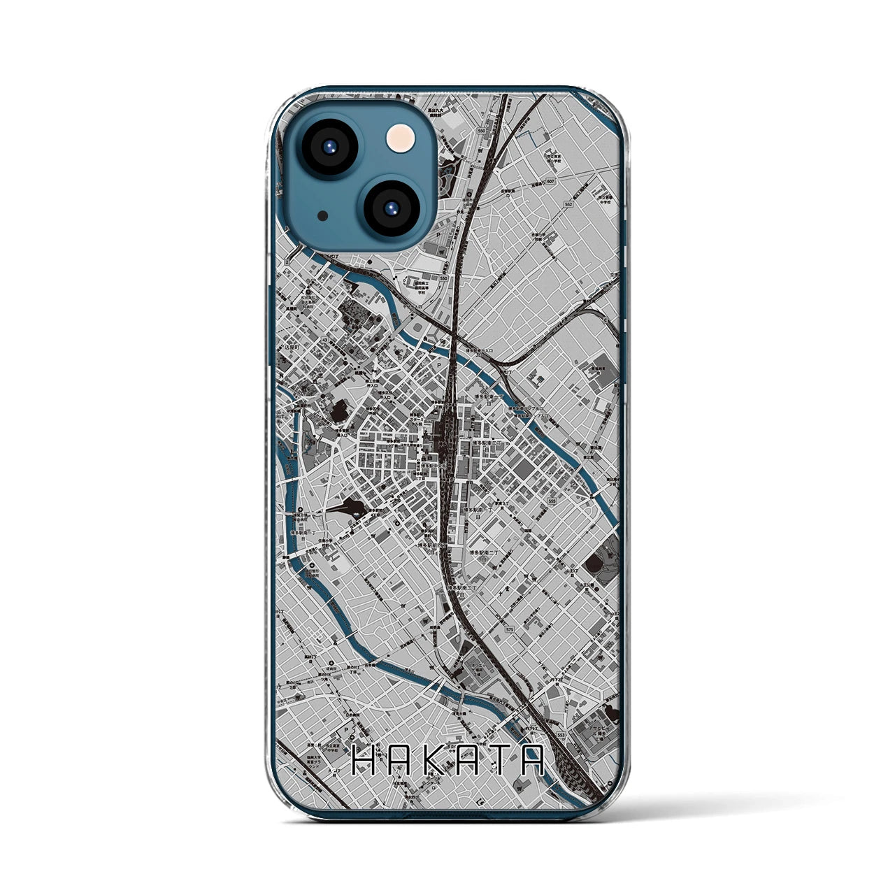 【博多2(福岡県)】地図柄iPhoneケース(クリアタイプ)