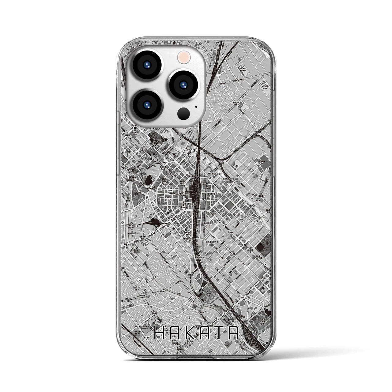 【博多2(福岡県)】地図柄iPhoneケース(クリアタイプ)