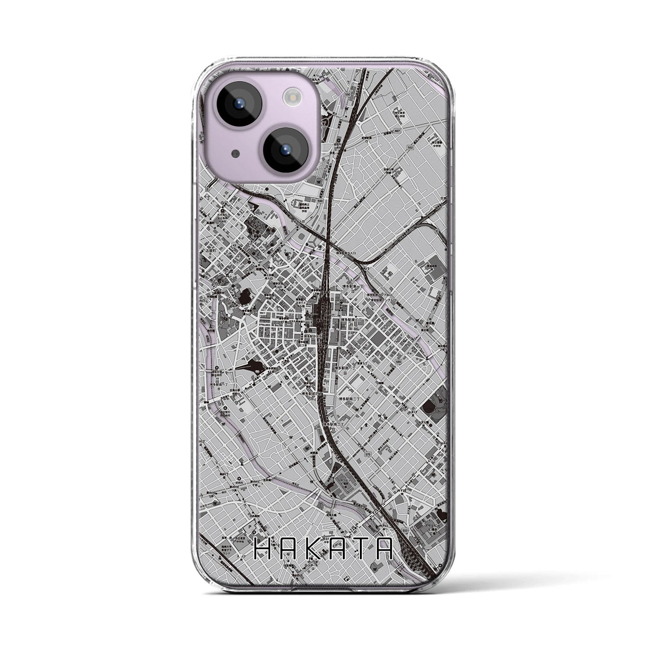 【博多2(福岡県)】地図柄iPhoneケース(クリアタイプ)