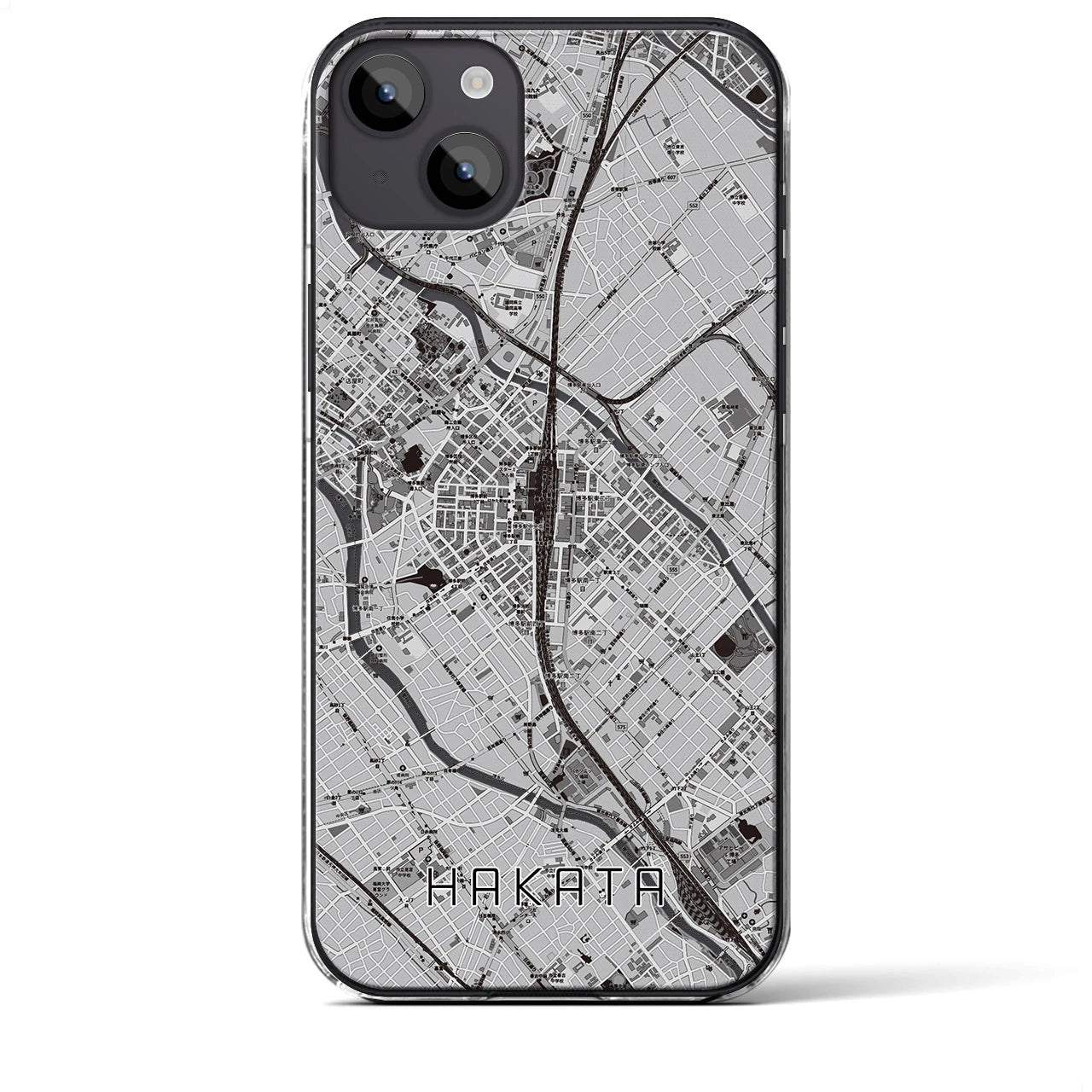 【博多2(福岡県)】地図柄iPhoneケース(クリアタイプ)