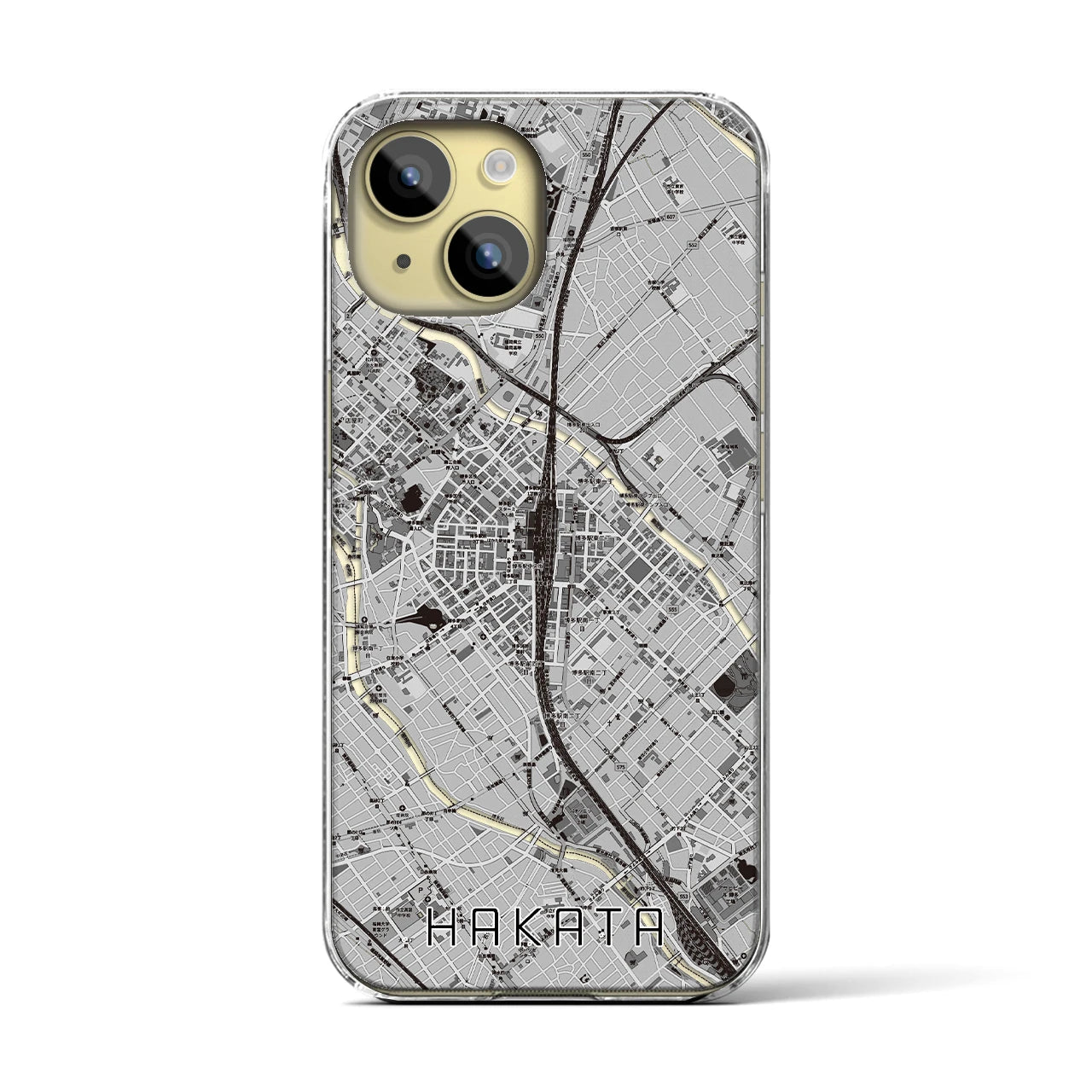 【博多2(福岡県)】地図柄iPhoneケース(クリアタイプ)