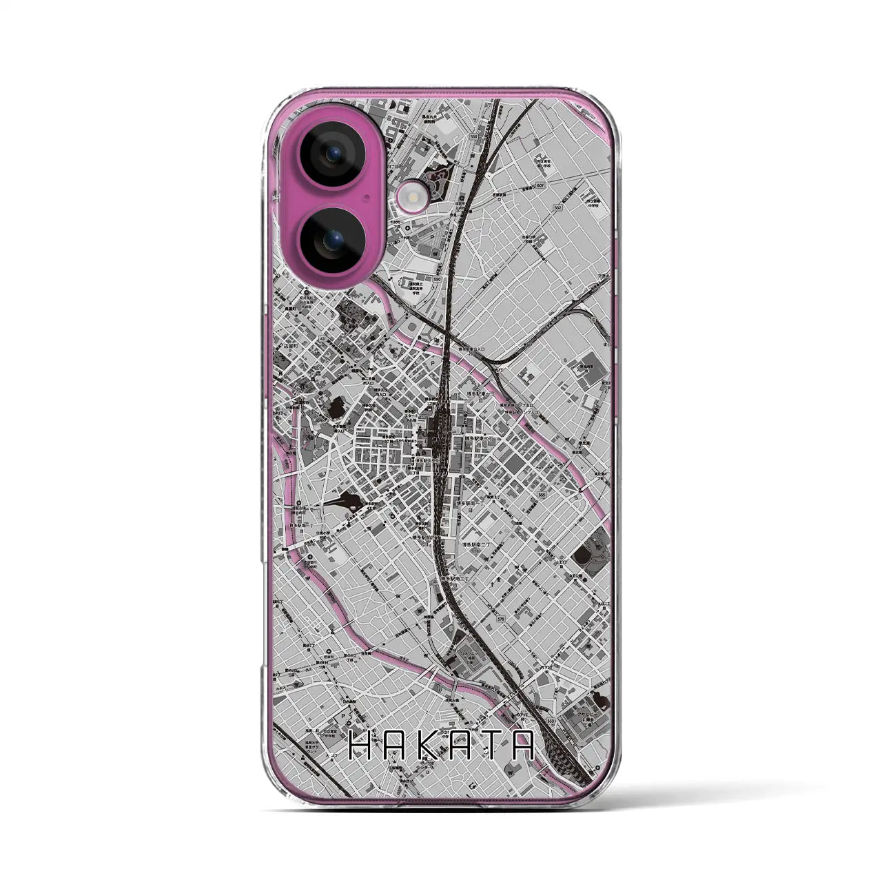 【博多2(福岡県)】地図柄iPhoneケース(クリアタイプ)