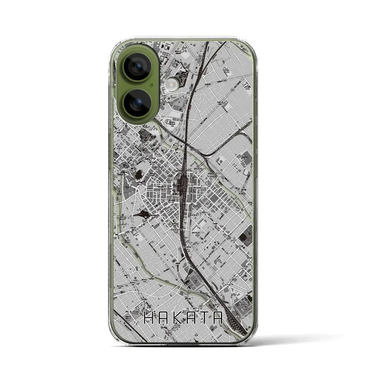 【博多2(福岡県)】地図柄iPhoneケース(クリアタイプ)