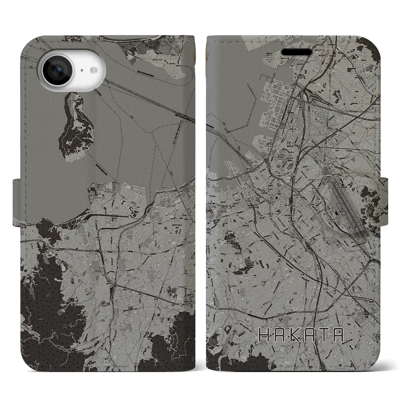 【博多(福岡県)】地図柄iPhoneケース(手帳タイプ)