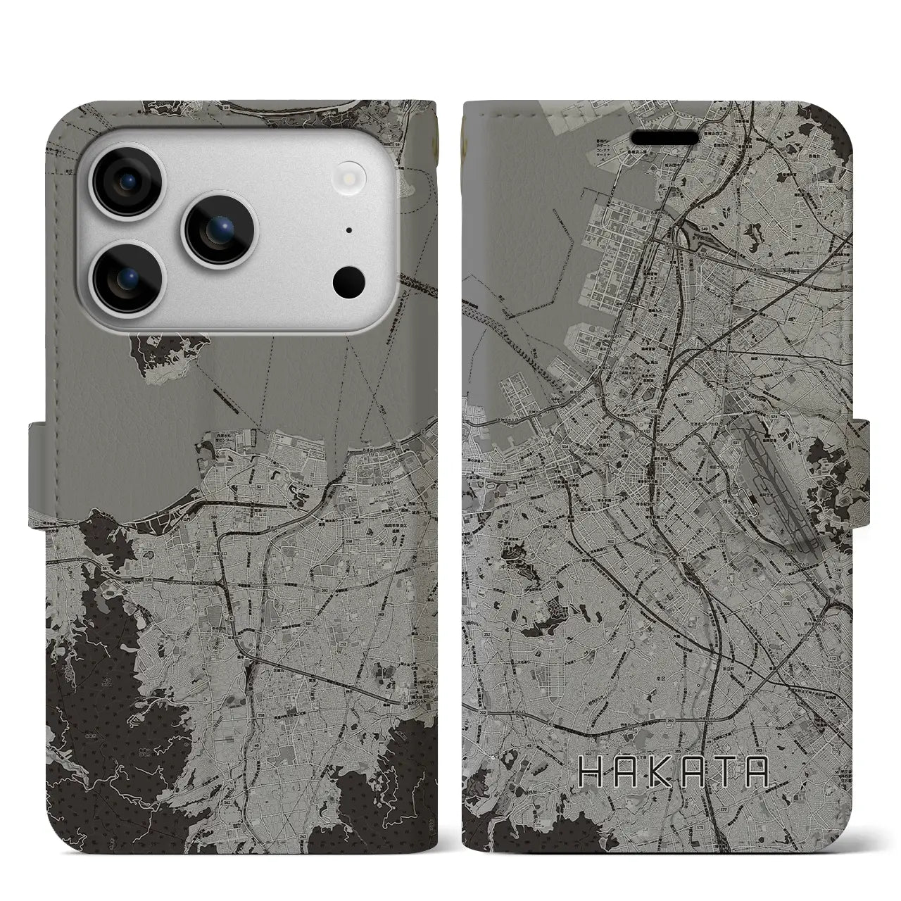 【博多(福岡県)】地図柄iPhoneケース(手帳タイプ)