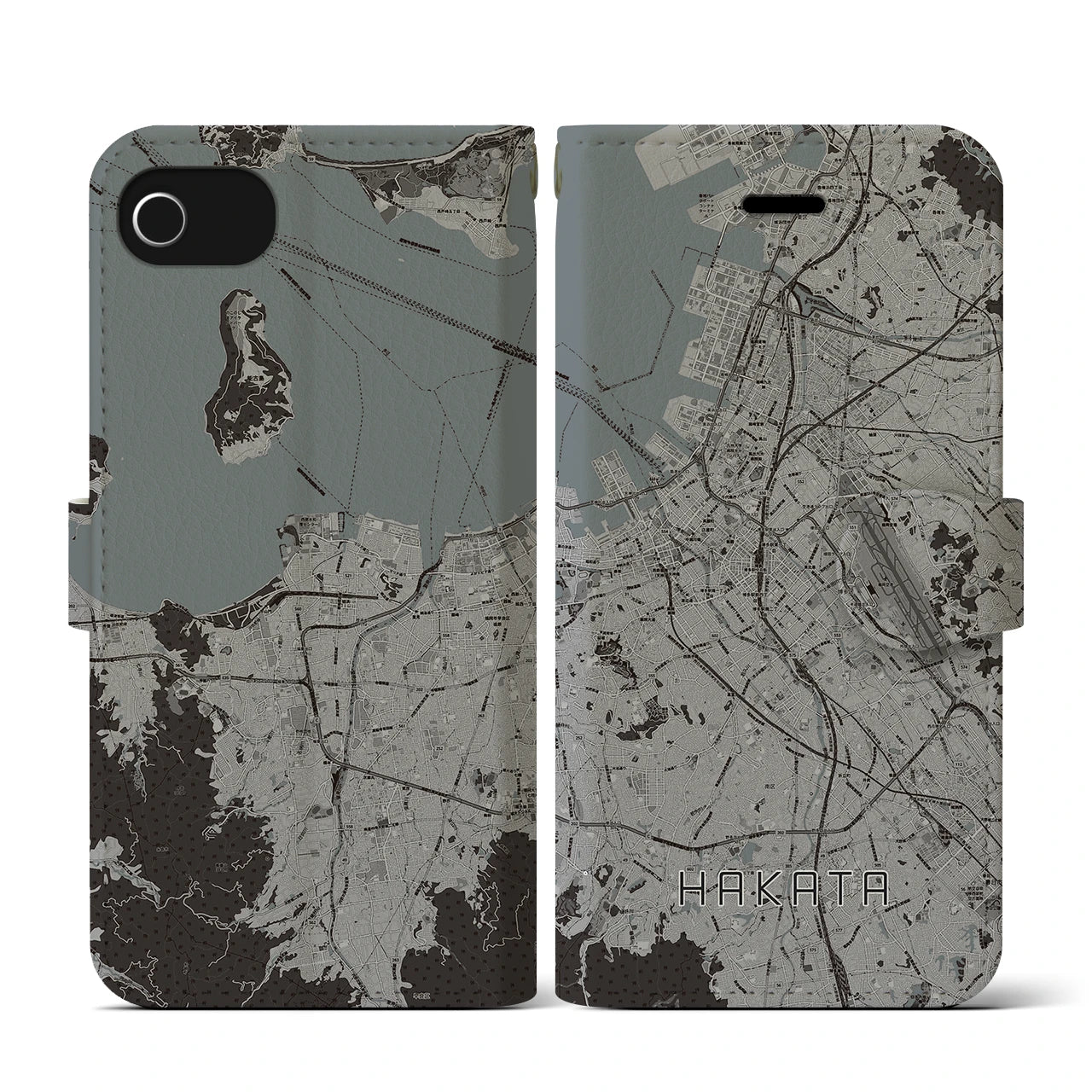 【博多(福岡県)】地図柄iPhoneケース(手帳タイプ)