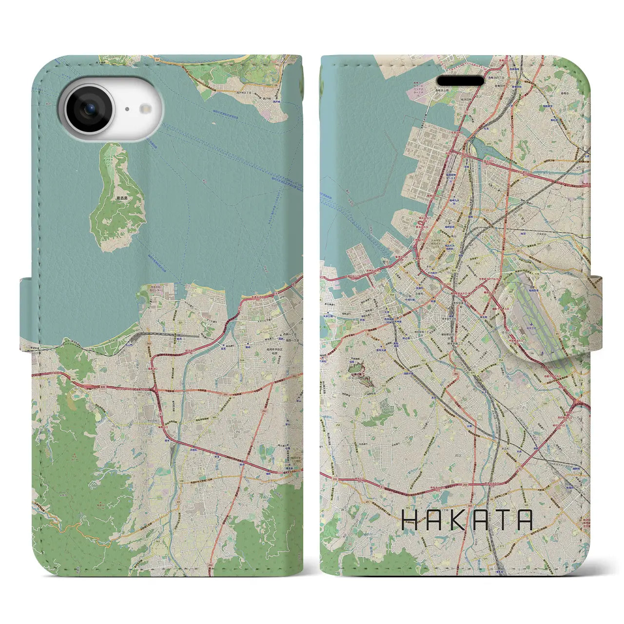 【博多(福岡県)】地図柄iPhoneケース(手帳タイプ)