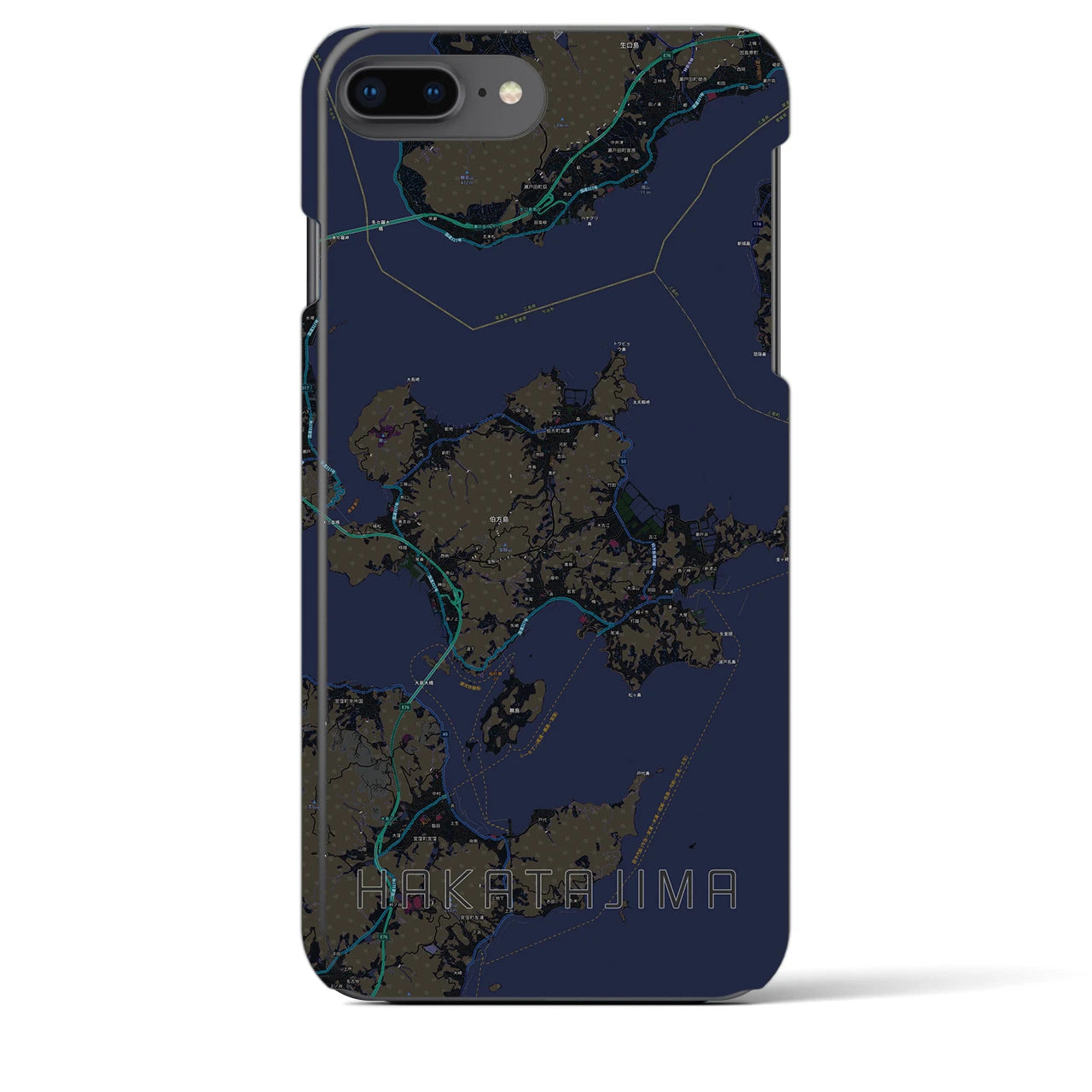 【伯方島(愛媛県)】地図柄iPhoneケース(バックカバータイプ)