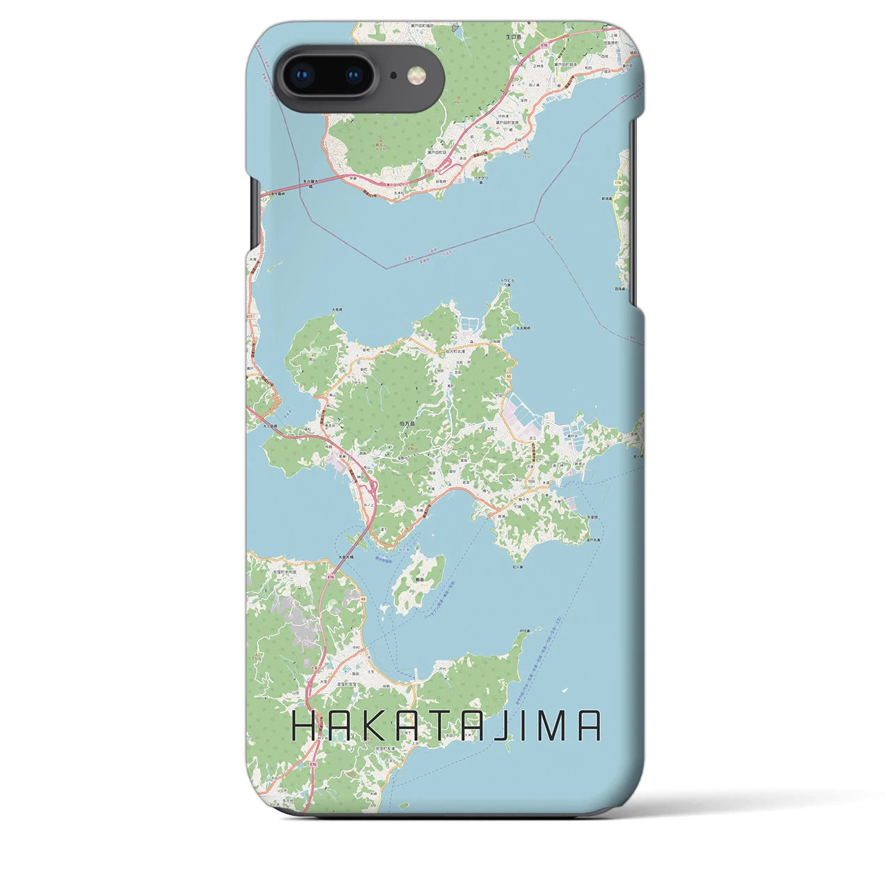 【伯方島(愛媛県)】地図柄iPhoneケース(バックカバータイプ)