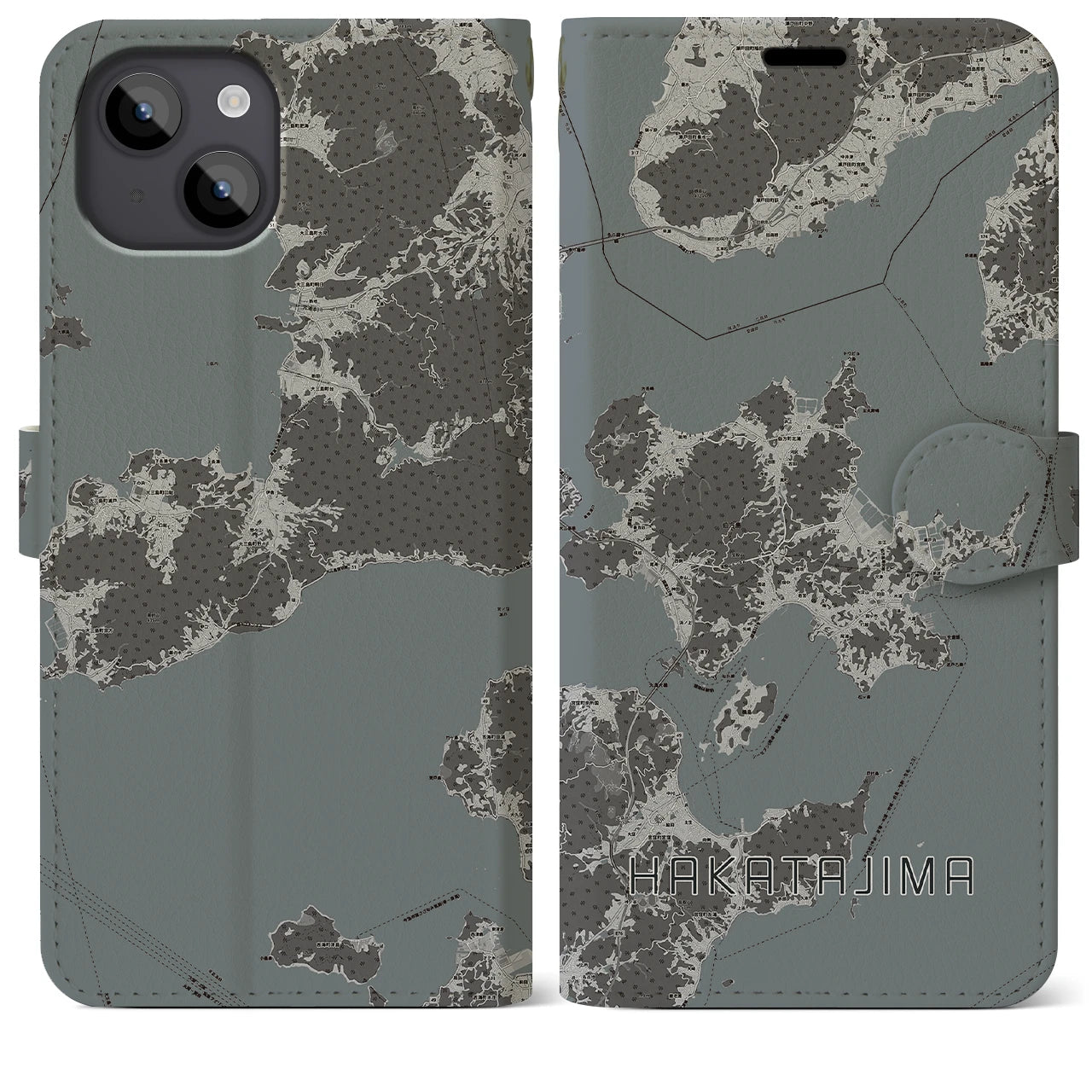 【伯方島(愛媛県)】地図柄iPhoneケース(手帳タイプ)