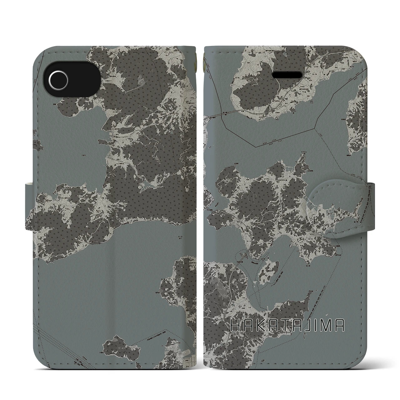 【伯方島(愛媛県)】地図柄iPhoneケース(手帳タイプ)