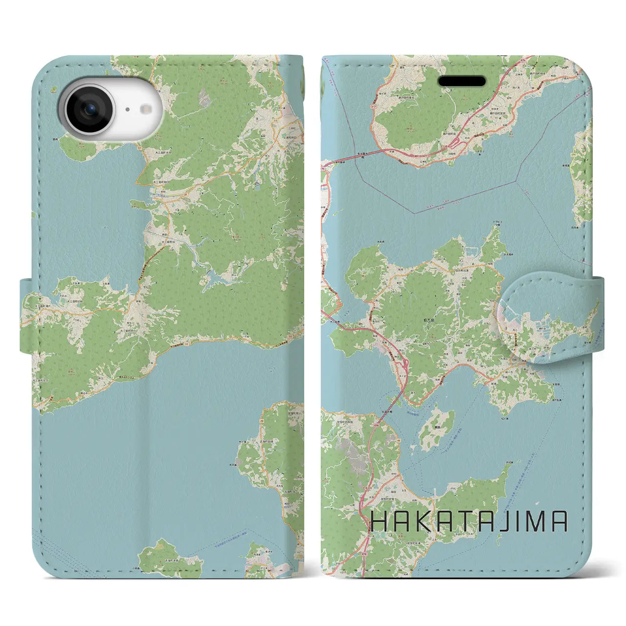 【伯方島(愛媛県)】地図柄iPhoneケース(手帳タイプ)