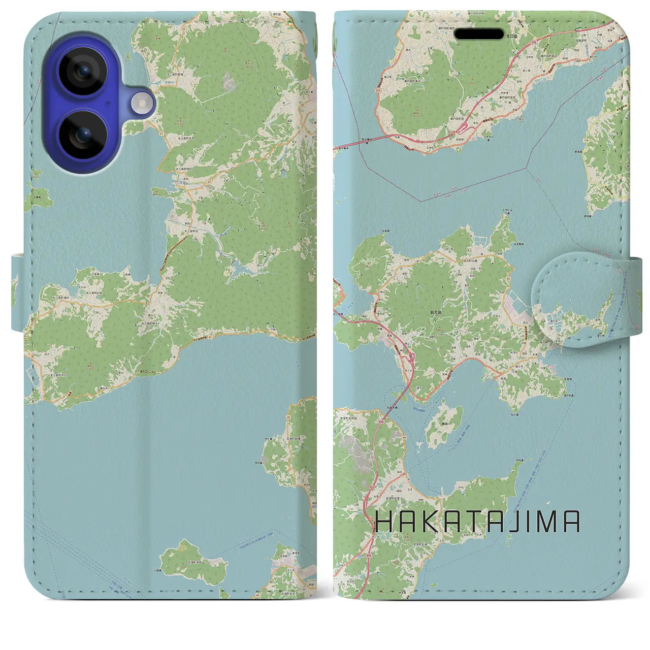 【伯方島(愛媛県)】地図柄iPhoneケース(手帳タイプ)ナチュラル・iPhone 16 Pro Max 用
