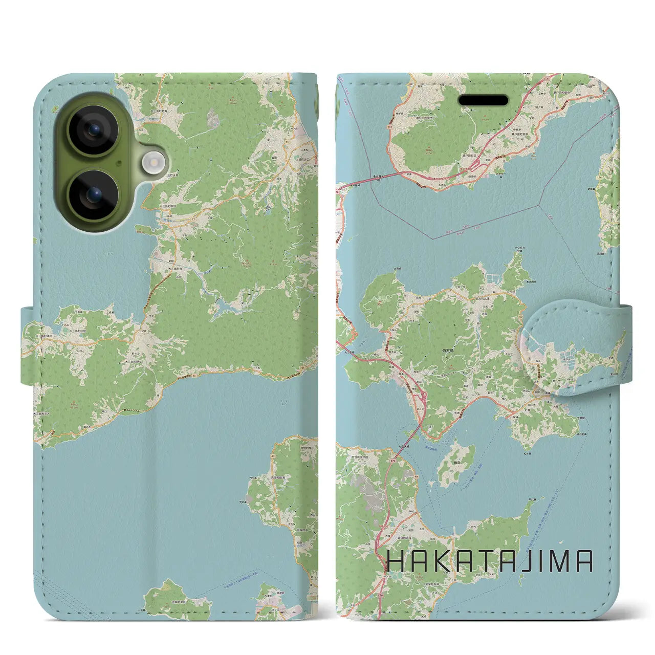 【伯方島(愛媛県)】地図柄iPhoneケース(手帳タイプ)ナチュラル・iPhone 17 Pro Max 用