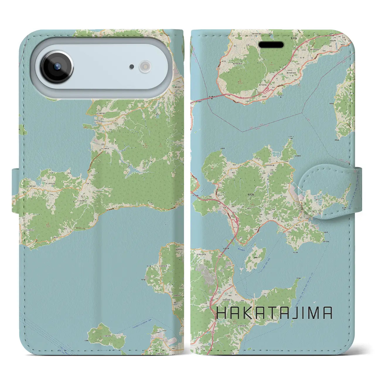 【伯方島(愛媛県)】地図柄iPhoneケース(手帳タイプ)
