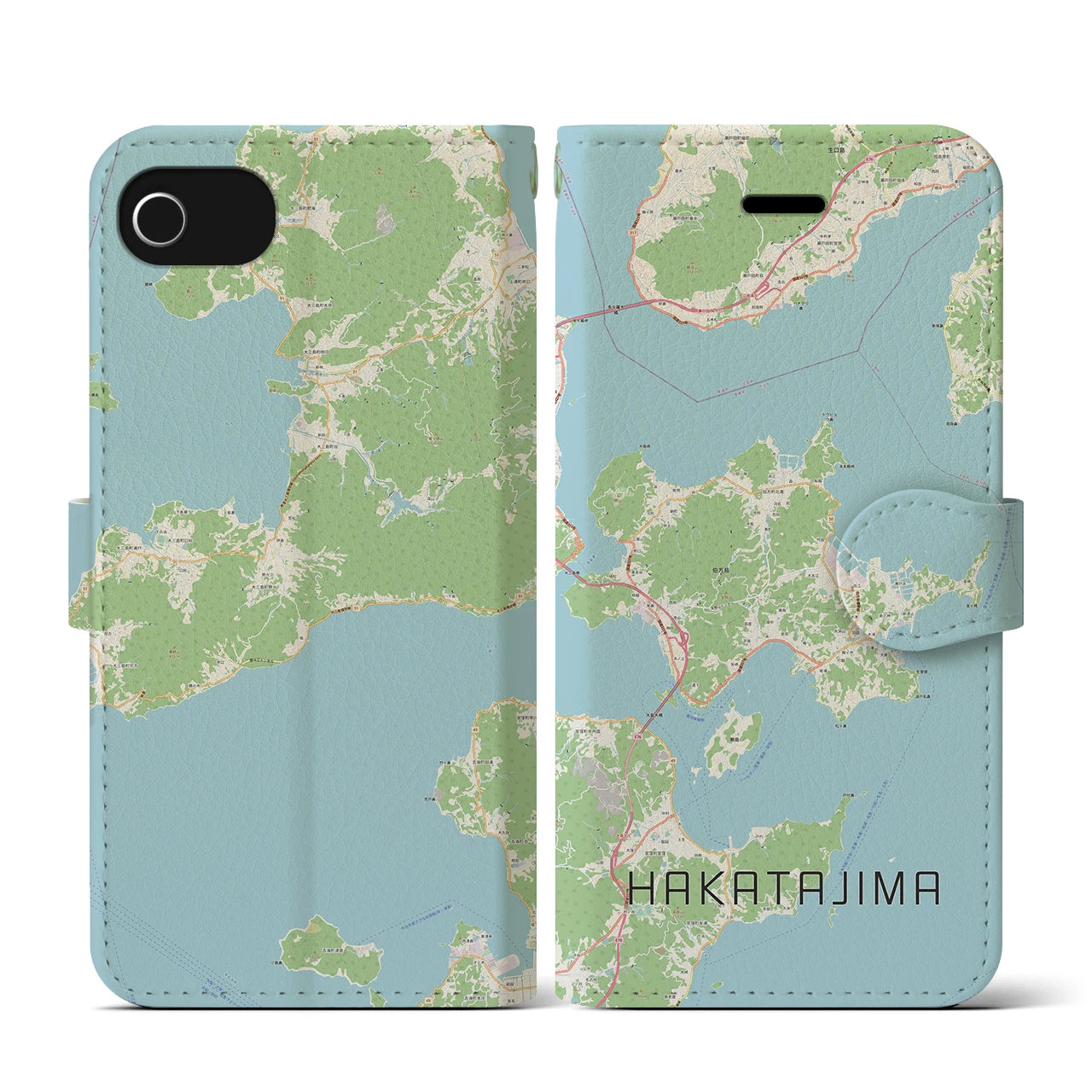【伯方島(愛媛県)】地図柄iPhoneケース(手帳タイプ)