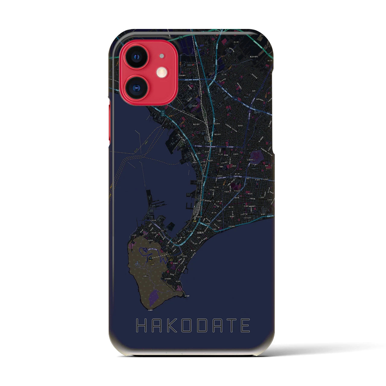 【函館2(北海道)】地図柄iPhoneケース(バックカバータイプ)