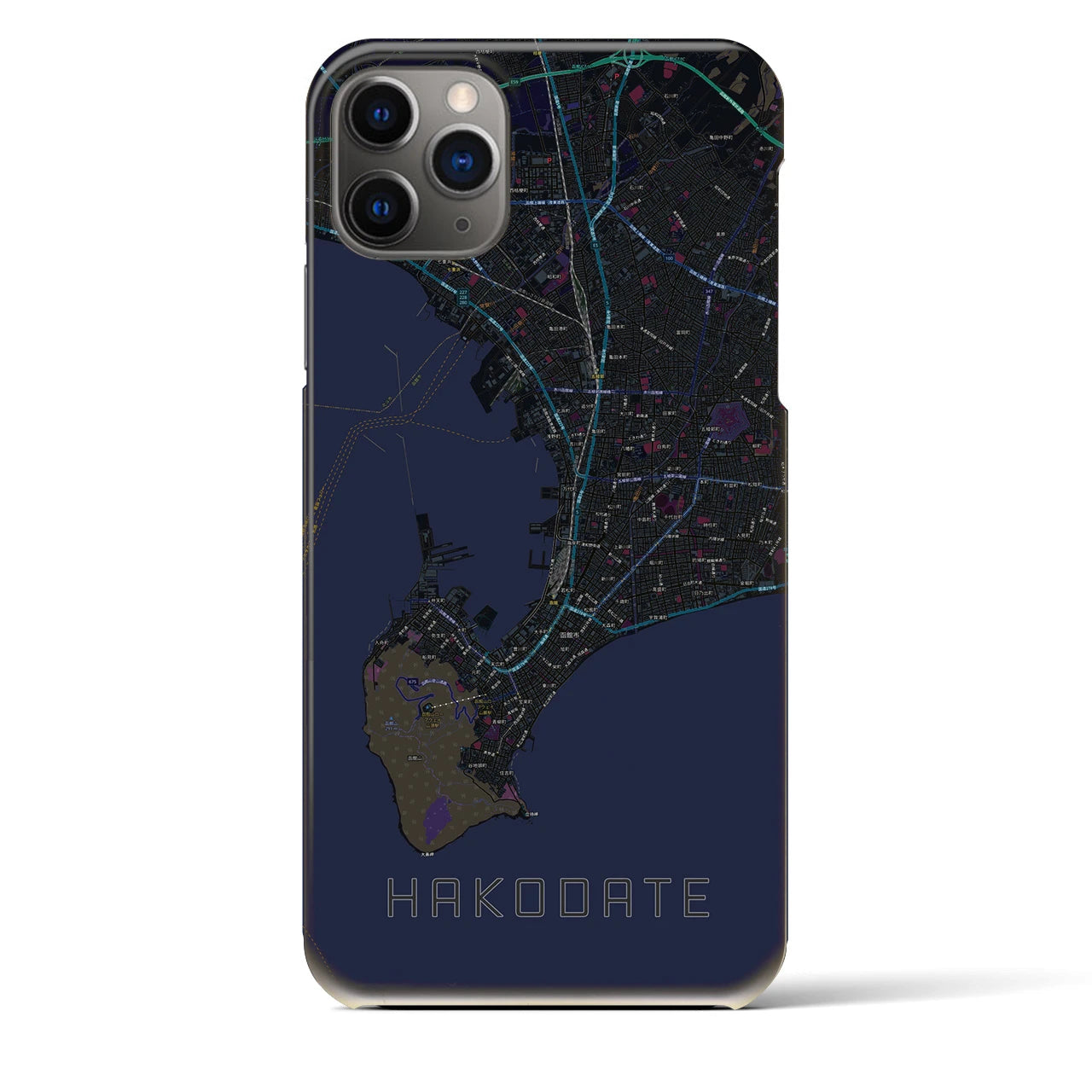 【函館2(北海道)】地図柄iPhoneケース(バックカバータイプ)